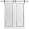 Sartodoors Sturdy Barn Door 18 x 84in, Sete 6933 Nebraska Grey W/ Frosted Glass, SS 6.6FT Rail Hangers Heavy Set SETE6933BD-S-NEB-1884 - alternate 1